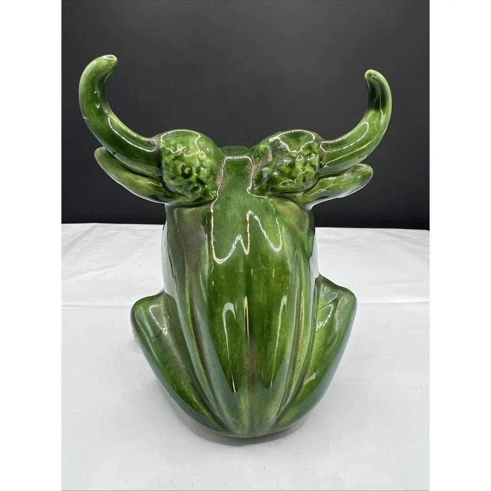 Vintage 1970s Ceramic Horned Monster Frog Open Mouth Sponge Holder Caddy FE